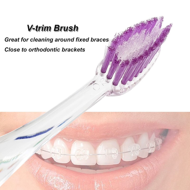 HRASY 5 Pcs Orthodontic Toothbrush Double-Ended Brush for Brace and