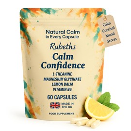 Rubeths Calm Confidence | Premium Stress & Anxiety Relief for Adults | L Theanine Supplement with Magnesium Glycinate, Lemon Balm & Vitamin B6. Supports Calm, Focus & Mood | Made in the UK, No Fillers