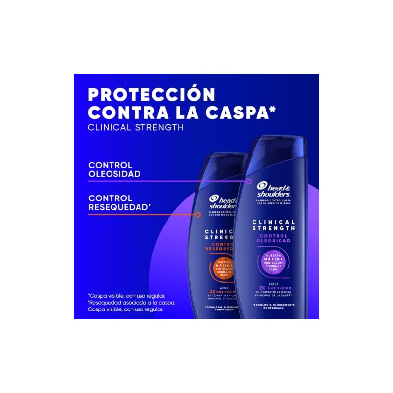 HEAD & SHOULDERS, Shampoo para Caspa, Clinical Strength Control Oleosidad