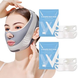 Bettinay Double Chin Lift Mask with 2 V Line Face Lifting gel Mask, Chin Strap for Tightening Skin Preventing Sagging