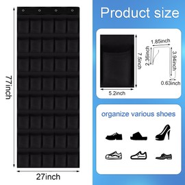 Teikou 40 Mesh Pocket Over the Door Shoe Organizer,Hanging Shoe Rack for Closet Storage Holder for Dorm Room College Classroom Storag(Black)