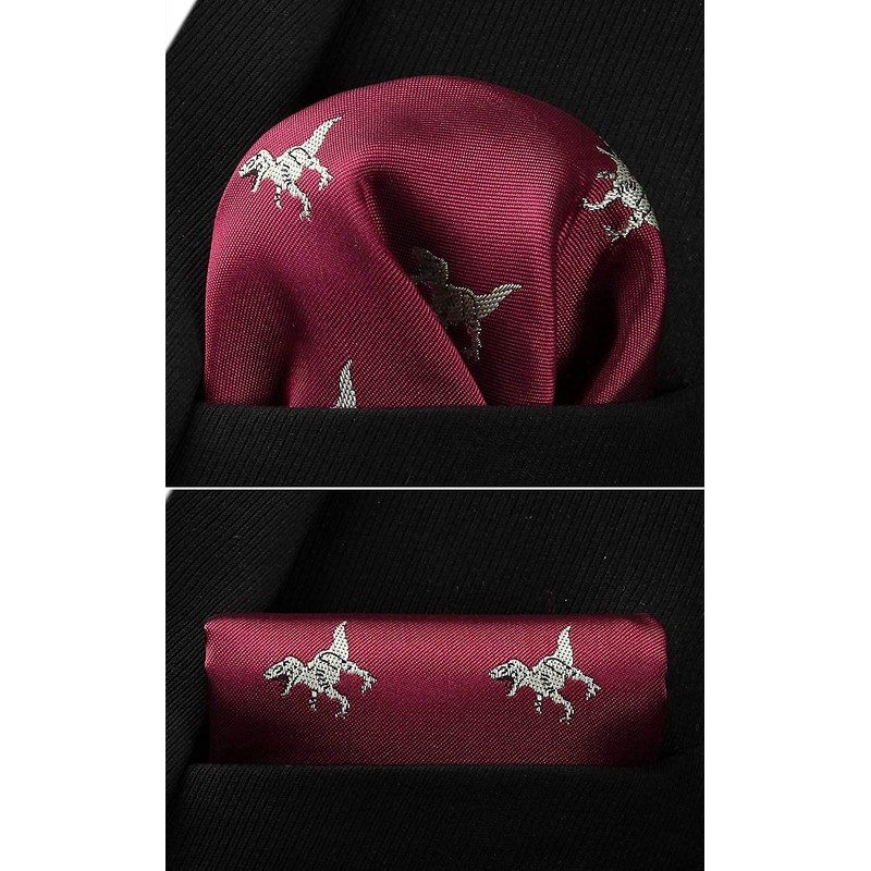 HISDERN Men's Ties Wedding Animal Pattern Handkerchief Classic Business Tie