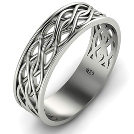 Endless Irish Celtic Knot Band Ring Oxidized 925 Sterling Silver Viking Wedding Eternity Rings Unisex Woven Thumb Ring/Norse Nordic Jewelry for Men Women (10)