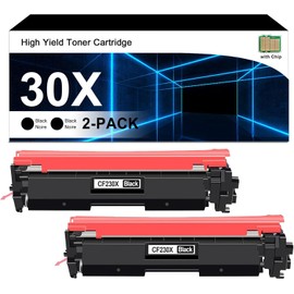 30X CF230X Black Toner Cartridge High Yield 2-Pack with Chip 30X Ink Remanufactured Replacement for HP 30X 30A CF230A for Laser Pro MFP M227fdw M203dw M227fdn M203dn M227sdn M203d M227 M203 Printer