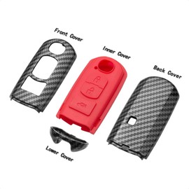TANGSEN - Funda para llave inteligente compatible con Fiat 124 Spider para Mazda 3 6 CX-5 CX-7 CX-9 MX-5 Miata para Scion IA para Toyota Yaris IA 2 3 4 botones sin llave, cubierta de fibra de carbono,