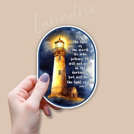 (3Pcs) I Am The Light of The World Christian Sticker Inspirational Bible Verse John 8:12 Jesus Faith Prayer Vinyl Decal for Tumbler Laptop Water Bottles Book Phone - Size 3x2.1