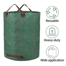 Dihl 2x 120 Litre Heavy Duty Garden Waste Bags, Reusable Rubbish Sacks with Upper and Side Handles, 45cm x 76 cm, Green, Woven Polypropylene. For Waste, Grass, Leaves and More. Pack of 2