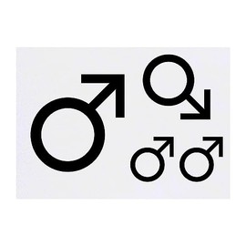 4 x 'Male Symbol' Temporary Tattoos - Water Resistant, Skin-Safe, Non-Toxic Transfers, Mixed Sizes (TO00061330)