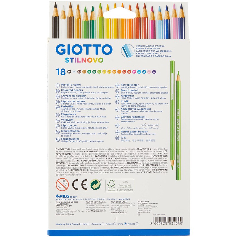 Giotto Stilnovo18 Coloured Pastel Pencils, 3.3 mm, Multi-Colour, 1 x