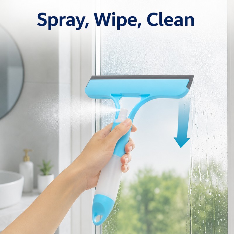 3-in-1 Shower Squeegee with Spray Nozzle - Handheld Glass &
