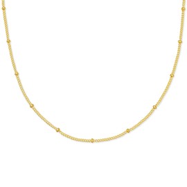 Delicate Dainty Minimalist Chain Necklace for Layering, 18ct Gold Plated, Stainless Steel, Extendable Choker Necklace, Water Resistant, Tarnish Resistant, Hypoallergenic