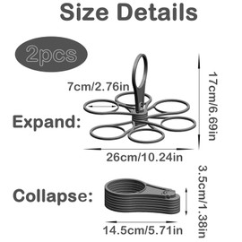 2 Pcs Foldable Coffee Carrier Drink Holder: Foldable 6-Cup Holder - Portable Drinks Holder Tray with Handle - Holiday Plastic Drink Carriers for Coffee, Cups & Beverages