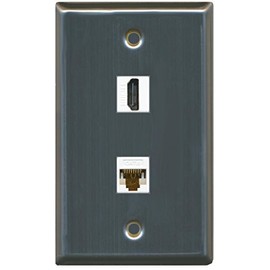 RiteAV (1 Gang Flat HDMI Cat6 Wall Plate Stainless Steel