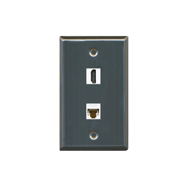 RiteAV (1 Gang Flat HDMI Cat6 Wall Plate Stainless Steel