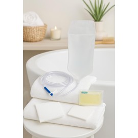 Enema Bag Set - 1500 CC w/ Soap - 2 Pack and Vital Volume Scrubs Tips Card