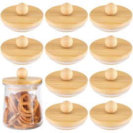 Tessco for you Tessco 12 Pcs Yogurt Jar Lids Bamboo Wood with Silicone Sealing Rings Lids Compatible with Oui Yogurt Jars for Mugs and Jars, 2. 64 x 1. 97 Inch