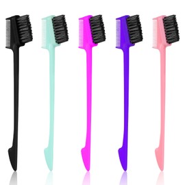 BOHUIZ 5 Pcs Hair Edge Brush Teasing Rat Tail Brush for Edge&Back Brushing, Combing, Slicking Hair for Women Edge Brush Double Sided Edge Comb Edge Control Brush for All Hair Styles