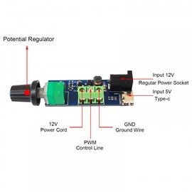 Fan Speed Controller, DC 12V 12W Fan Speed Controller 0%-100% PWM Adjustable Driver Module