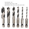 6Pcs 3 Point Drill Bit High Speed Steel Imperial Wood