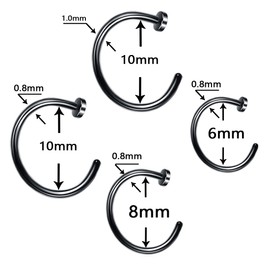 Decentraland Silver Black Gold 20G 0.8mm Titanium Septum Piercing Stainless Steel Septum Horseshoe Hoops Nose Rings C-shaped Nose Lip Piercing Nail Jewellery 6mm, Stainless Steel, No gemstone