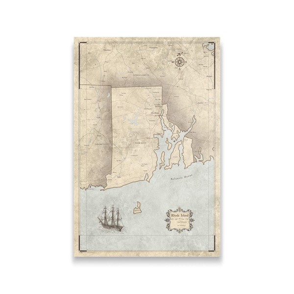 Conquest Maps Push Pin Rhode Island Map Board - With