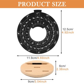 Wooden Circle of Fifths Wheel, Round Melody Chord Tool with Wheel Base and Storage Bag, Music Chord Wheel Musical Songwriter Educational Tool for Guitar, Bass, Piano, Violin, Black