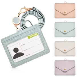 ID Card Holder, Women's, Name Holder, Men's ID Card Holder, Horizontal Type, Pass Case, Neck Strap, Elastic Reel, Stretches Quickly, Employee ID Case, Commuter Holder, Transparent, Double Layer Model,