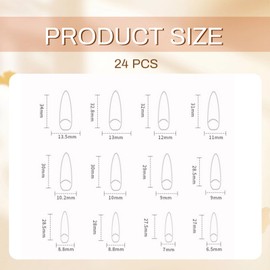 Shimmerz 24 Pieces Long Stiletto Sticker Nails French Tip Pink Star Design False Nails Full Cover