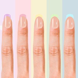 Ptwola 150 Pieces French Gel Nail Tips Almond Shape Press On Nails with Pre-Applied Primer Base Coat Files Needed Short Nails Shiny Sober Nails Artificial for Women Ballerina