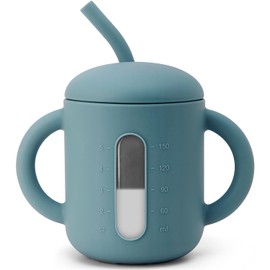 SAMiGO Silicone Baby Straw Cup for 6 12 18 Months, Sippy Cup, First Training Cup, Water Drinking Smoothie Cup for Infants Toddlers, 6 OZ