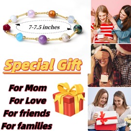 MetJakt Handmade Original Women Multicoloured Gemstone Stretch Bracelet Natural Stones Faceted Irregular Statement Perfect to Complete Any Outfit and Add a Touch of Colour (1 WRAP, Multicolor-B)