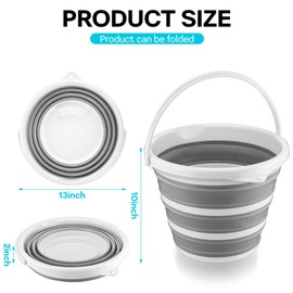 2 Pack Collapsible Buckets - 2.6 Gallon (10L) Large Capacity, Essential for RV, Garden Cleaning, Car Washing, Camping, Fishing, Multi-Purpose Durable Portable Buckets, Easy Storage, Use Anywhere