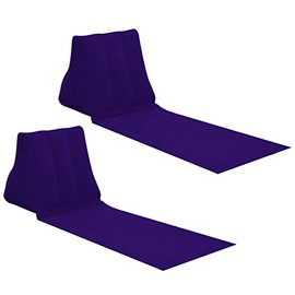 1 Pair Inflatable Outdoor Sunbathing Beach Mat Cushion Flocking Beach Chairs with Backrest Inflatable Lounger for Portable Travel Camping (Purple)