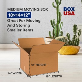 BOX USA Moving Boxes Medium 18"L x 14"W x 12"H 10-Pack | Corrugated Cardboard Box for Shipping, Mailing, Packing, Packaging and Storage 18x14x12