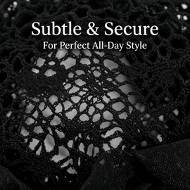 10 redecillas para el cabello con cordón ajustable, color negro: malla invisible de 10 cm con borde floral grande para el trabajo, servicio de alimentos, ballet y uso nocturno.
