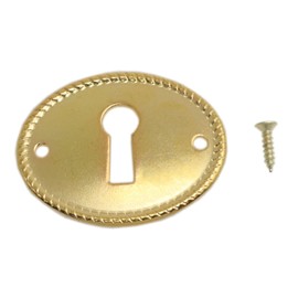 yukata Gold Oval Vintage Corner Code Gadget Piece Perforated Lid Iron Trim Drawer Keyhole Covers Key Hole Old Keys Striped Edge Door Cover Door Cover Decoration with Screws 8PCS (Gold)