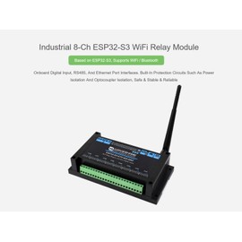 Industrial 8-Channel ESP32-S3 WiFi Relay Module, RS485, Digital Input, Relay, PoE Ethernet Port and Multiple Insulation Protection Circuits, Supports RS485 and Bluetooth/WiFi Remote Control