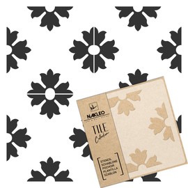 NAKLEO Tile Stencil for Painting, 15 x 15 cm, Turiz Spanish Moorish Flower, Moroccan, Plastic Reusable Floor Stencil, DIY, Wooden Furniture Wall Decoration, Terracotta