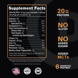 Devotion Nutrition Devotion Nutrition Protein Powder Blend | Gluten Free, Keto Friendly, No Added Sugars | 1g MCT | 20g Whey & Micellar Protein | 12 Single Serving Packets (Angel Food Cake)