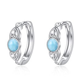 SHEAISRS Larimar Hoop Earrings Sterling Silver Celtic Knot Hoop Earrings for Women Irish Earrings Jewelry for Women