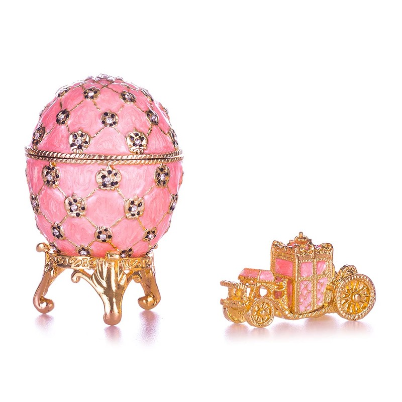 Faberge Style Coronation Egg / Jewellery Box with Carriage 6.5