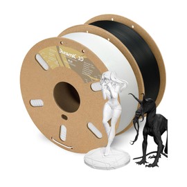 DURAMIC 3D PLA Filament 1.75mm Black White 2 Pack, Jam-Free High Stifness 3D Printing Filament with Cardboard Spool, No-Tangling No-Clogging Dimensional Accuracy 99% +/- 0.03 mm