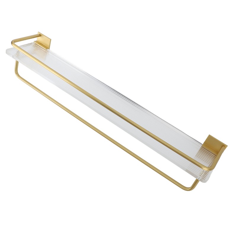 50cm Shower Caddy Wall Mount Shelf with Towel Hanger Acrylic