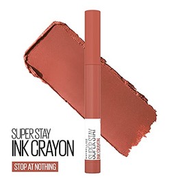 Maybelline New York SuperStay Ink Crayon Matte Long ear & Lasting Lipstick Makeup, With Built-in Sharpener, 160 Stop At Nothing, 0.04 OzW