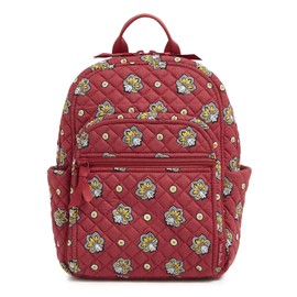 Vera Bradley Premium Cotton Small Backpack, Maroon Red and Yellow Bandana Paisley