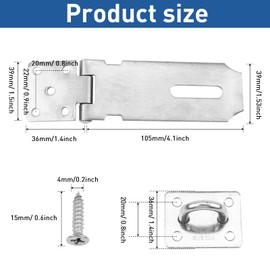SUS304 Stainless Steel Shed Lock Hasp Door Lock with Padlock, 4-Inch Heavy Duty
