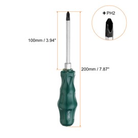 sourcing map PH2 Phillips Screwdriver #2 7.9" Magnetic Demolition Screwdrivers 3.9" CR-V with Ergonomic Handle for DIY Repairing, Green