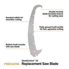 Fiskars XtendControl X3 Double-Hooked Replacement Saw Blade, Triple-Ground Tooth Profile for Fast Branch Cutting, Hardened Teeth for Long-Lasting Sharpness