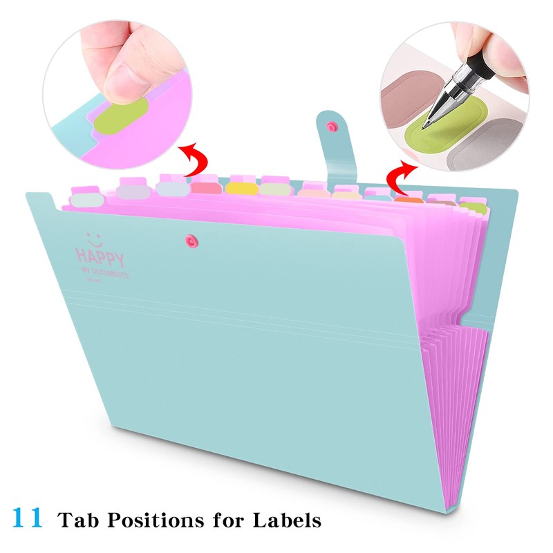 12 Pockets Expanding File Folder, HAISSKY Letter A4 Paper Pockets