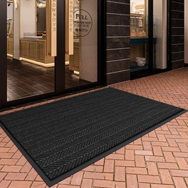 FSL Dormts Commercial Floor Mat Heavy Duty Trap Dirt and Moisture Entryway Doormat, Non-Slip Rubber Backing Rug, Door Mat for High Traffic Area, 3' x 5', Black